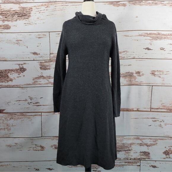 Eileen Fisher sweater dress turtleneck charcoal S Merino Wool - Picture 1 of 7
